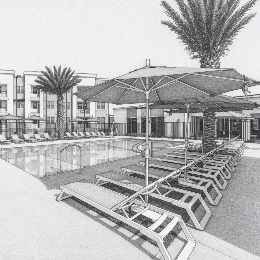 pool and courtyard area